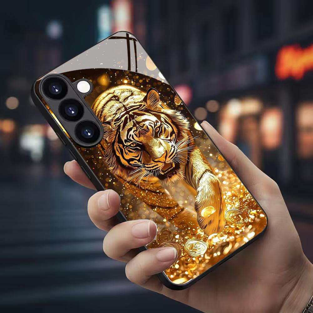 Samsung Galaxy S25 - Kaplan desenli cam telefon kılıfı Samsung